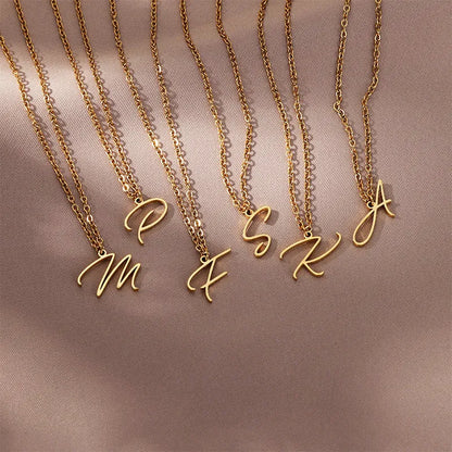 Stainless Steel Initial Letter Necklace