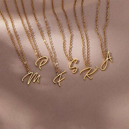 Stainless Steel Initial Letter Necklace