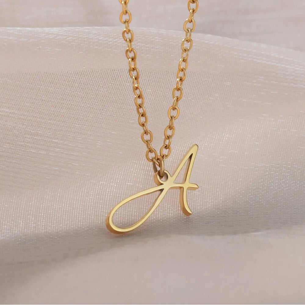 Stainless Steel Initial Letter Necklace