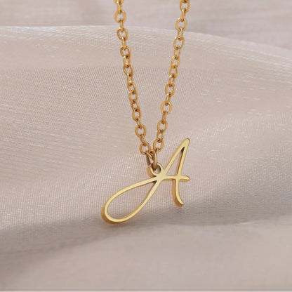 Stainless Steel Initial Letter Necklace