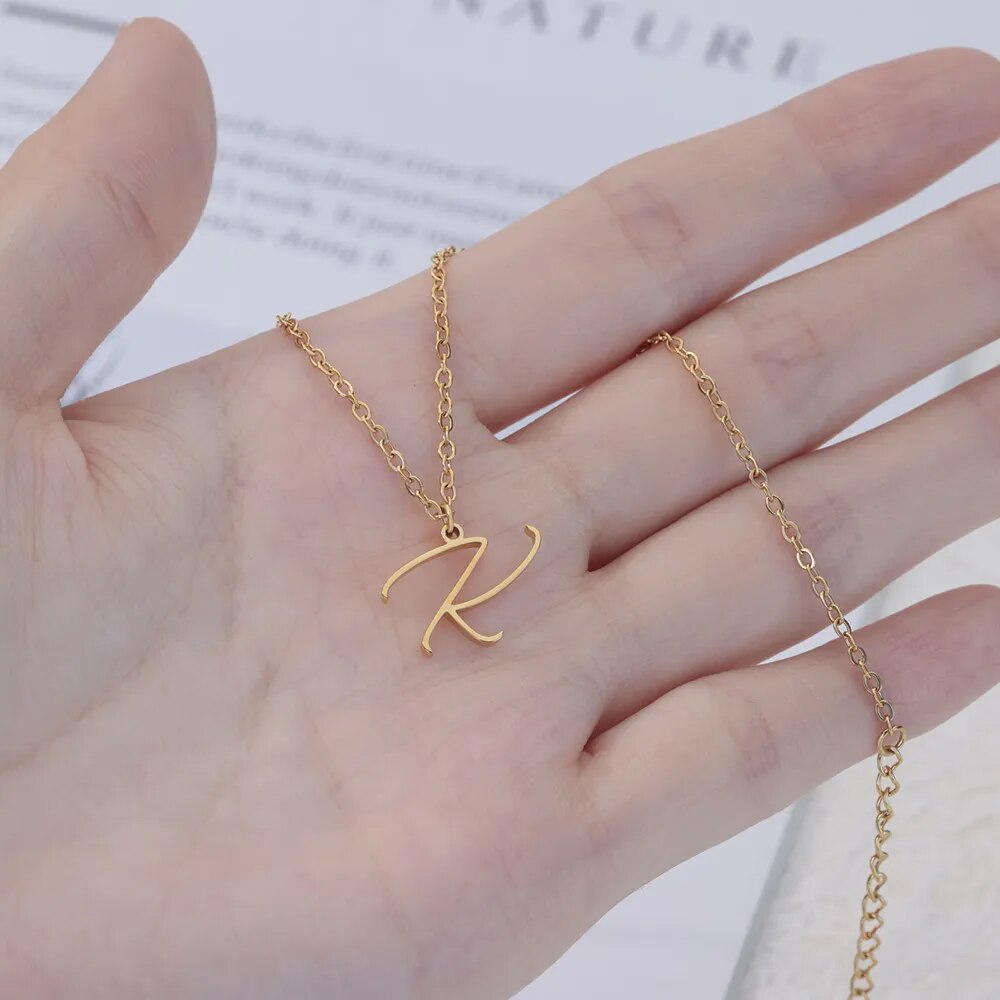 Stainless Steel Initial Letter Necklace