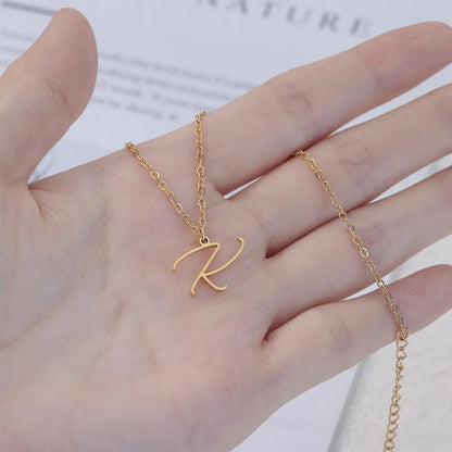 Stainless Steel Initial Letter Necklace