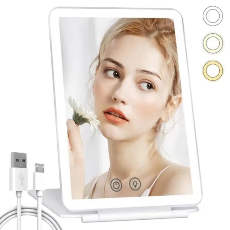 Flip Cosmetic Mirror Desktop LED with Lamp